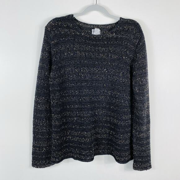 Chico's Size XL 16 3 Open Knit Pullover Sweater Black - Picture 1 of 5